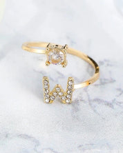 Zirka™ |Offener Zirkonia-Ring mit Initialen