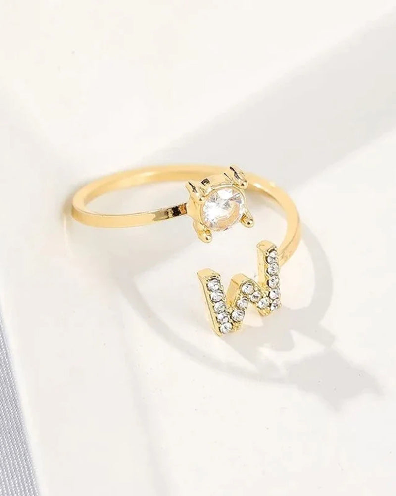 Zirka™ |Offener Zirkonia-Ring mit Initialen