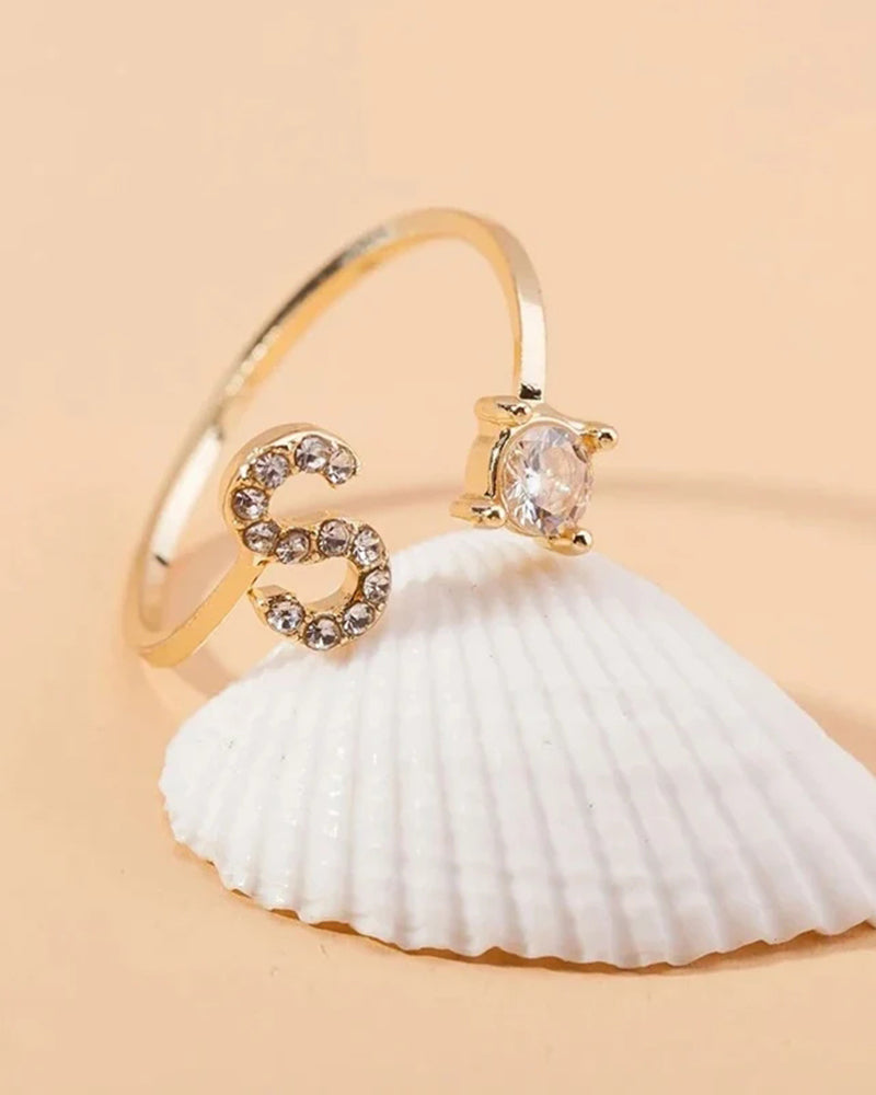 Zirka™ |Offener Zirkonia-Ring mit Initialen