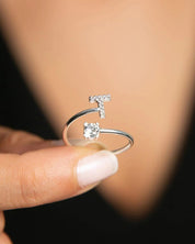 Zirka™ |Offener Zirkonia-Ring mit Initialen