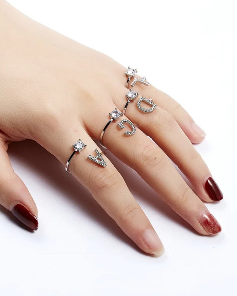 Zirka™ |Offener Zirkonia-Ring mit Initialen