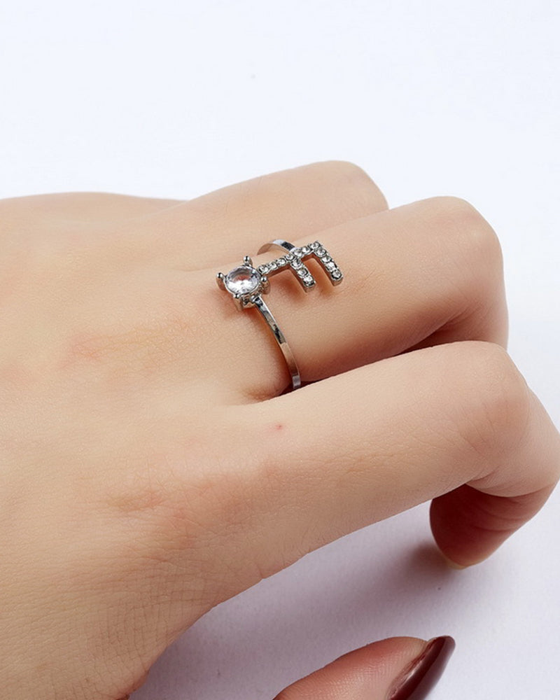 Zirka™ |Offener Zirkonia-Ring mit Initialen