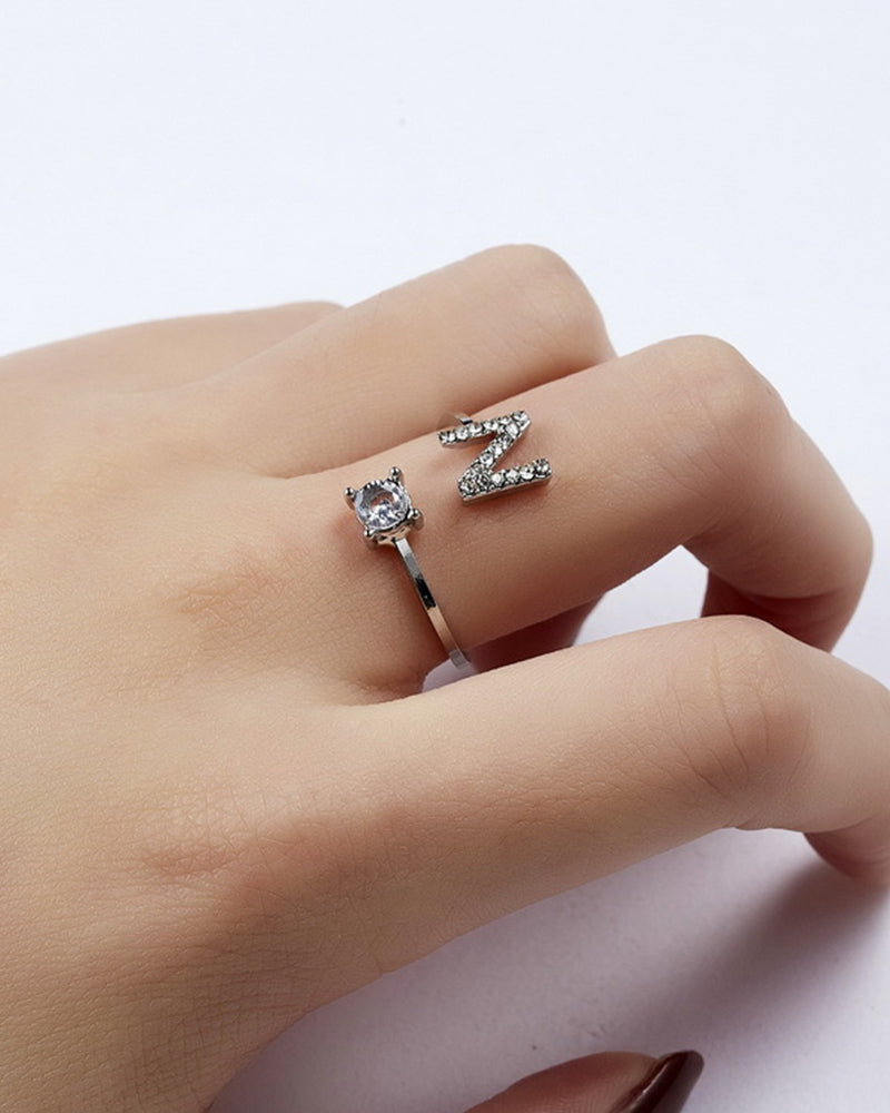 Zirka™ |Offener Zirkonia-Ring mit Initialen