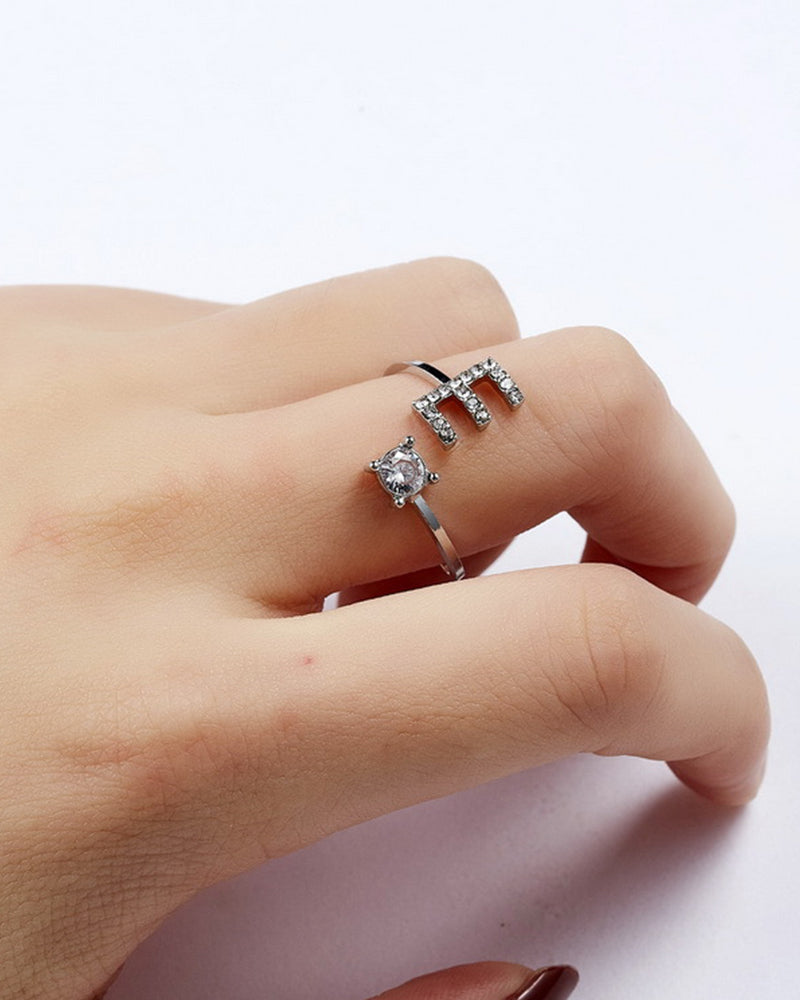 Zirka™ |Offener Zirkonia-Ring mit Initialen