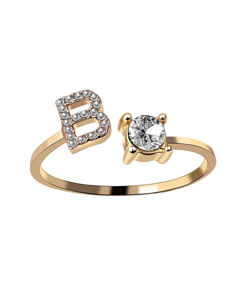 Zirka™ |Offener Zirkonia-Ring mit Initialen