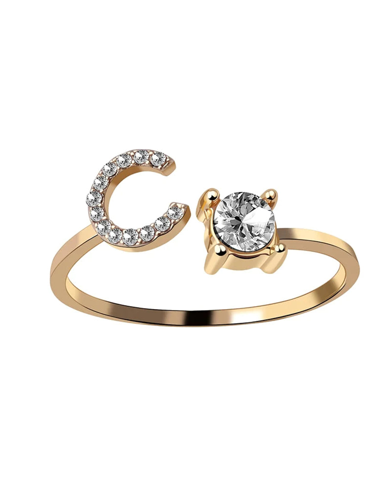 Zirka™ |Offener Zirkonia-Ring mit Initialen