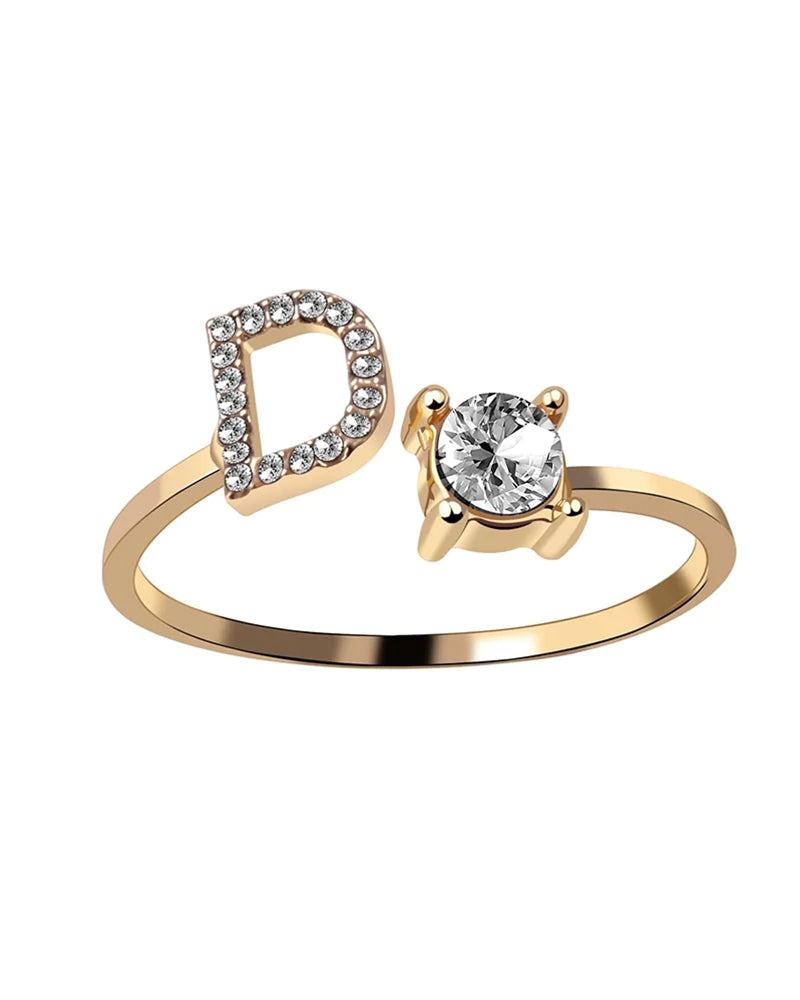 Zirka™ |Offener Zirkonia-Ring mit Initialen