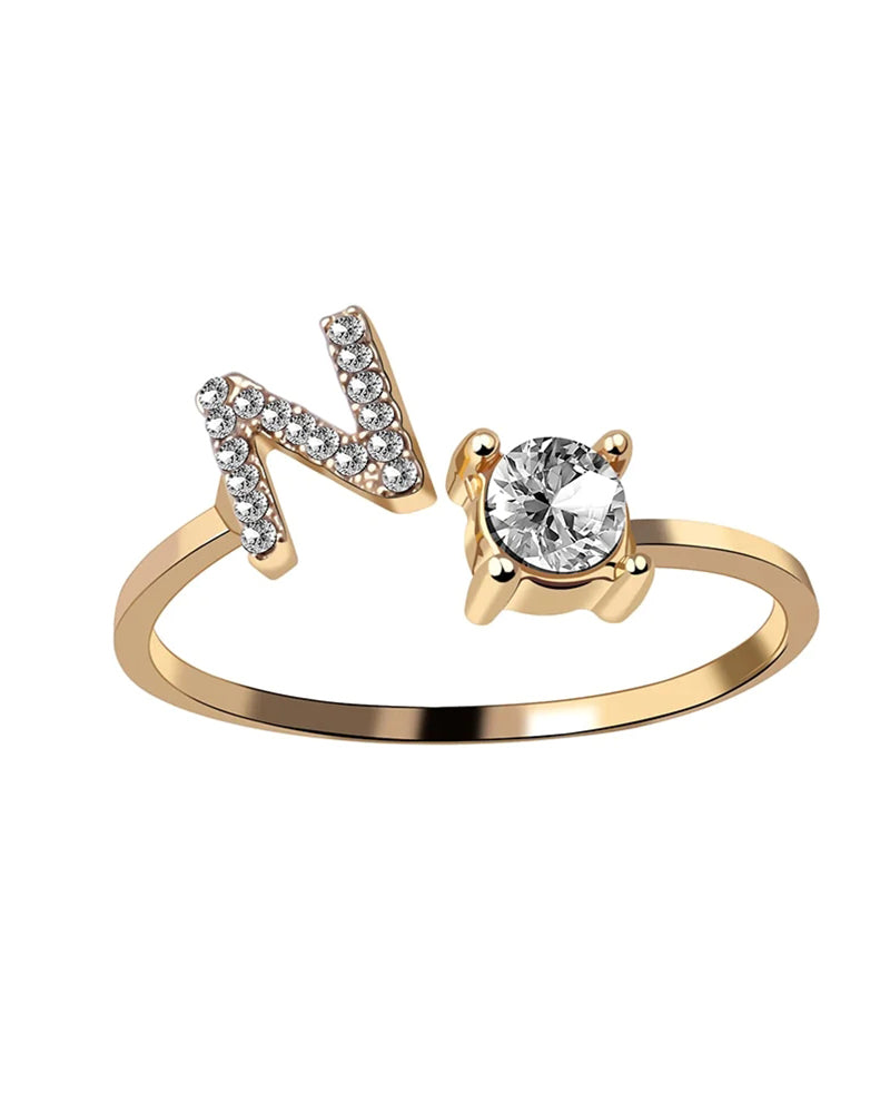 Zirka™ |Offener Zirkonia-Ring mit Initialen