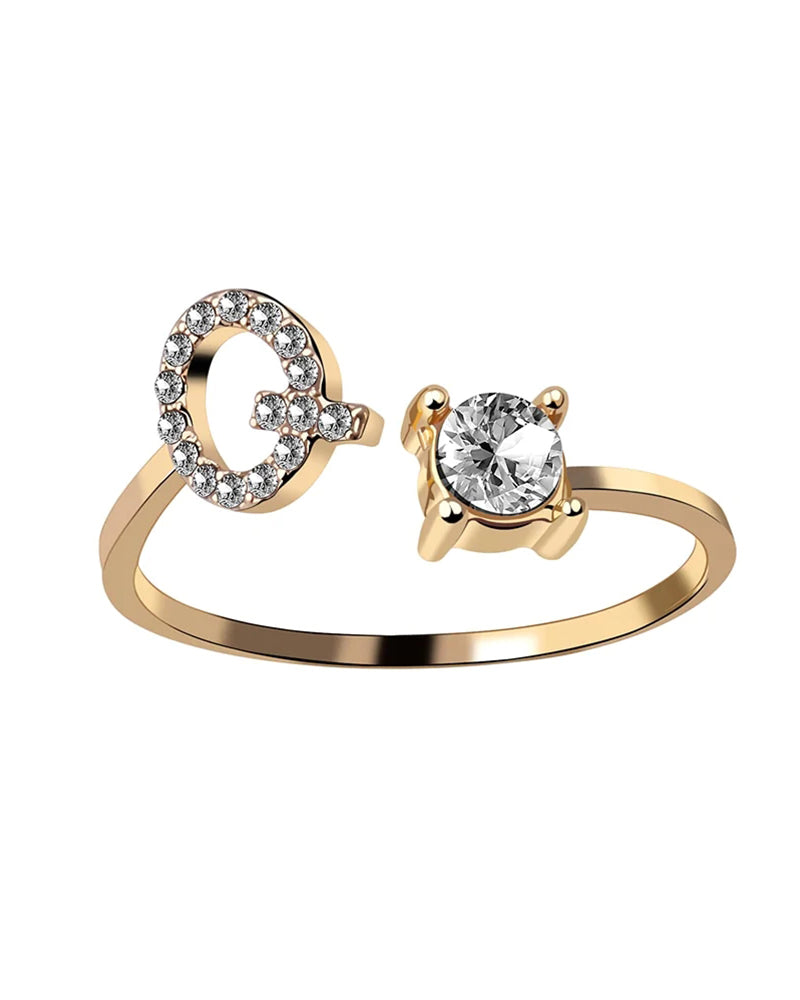 Zirka™ |Offener Zirkonia-Ring mit Initialen