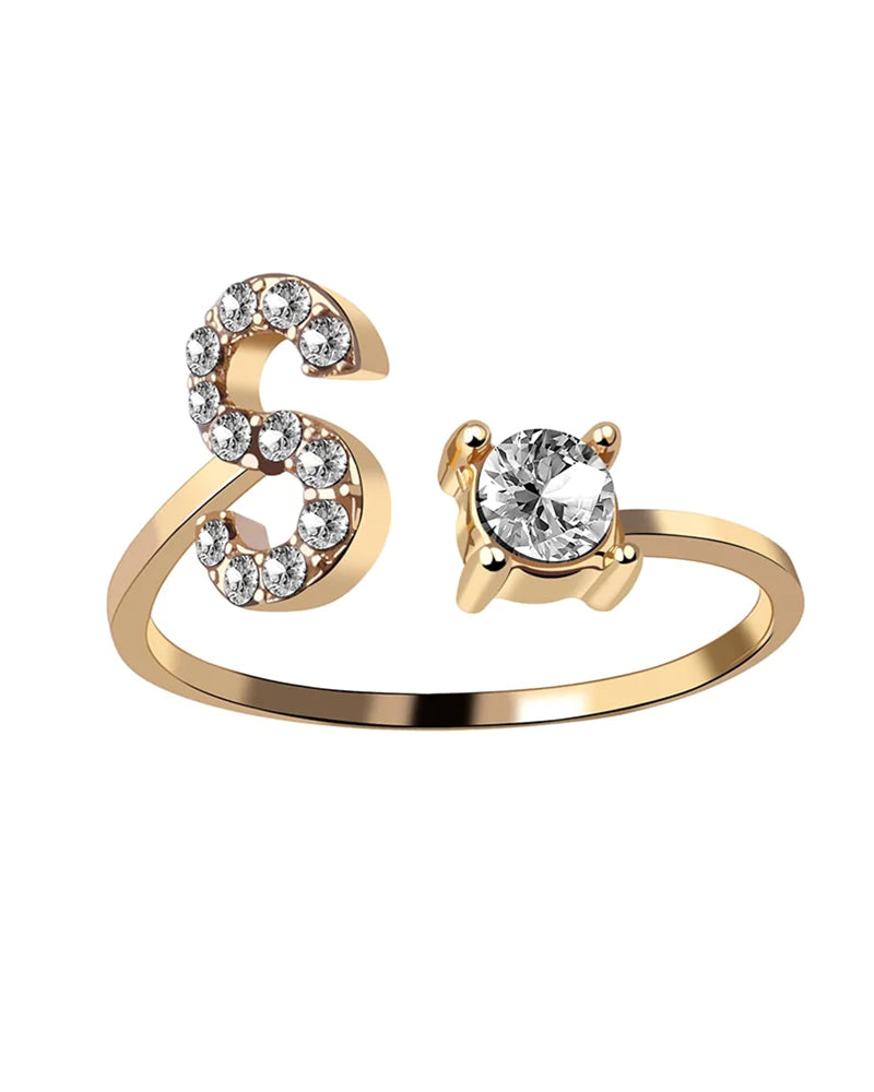 Zirka™ |Offener Zirkonia-Ring mit Initialen