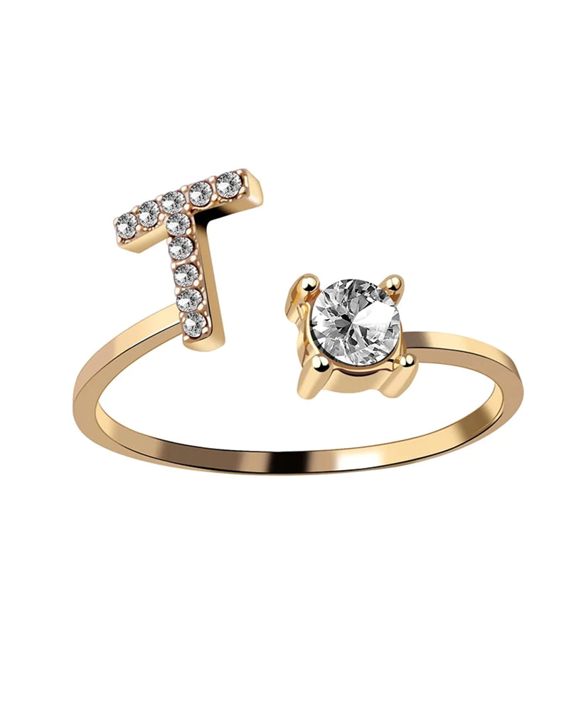 Zirka™ |Offener Zirkonia-Ring mit Initialen