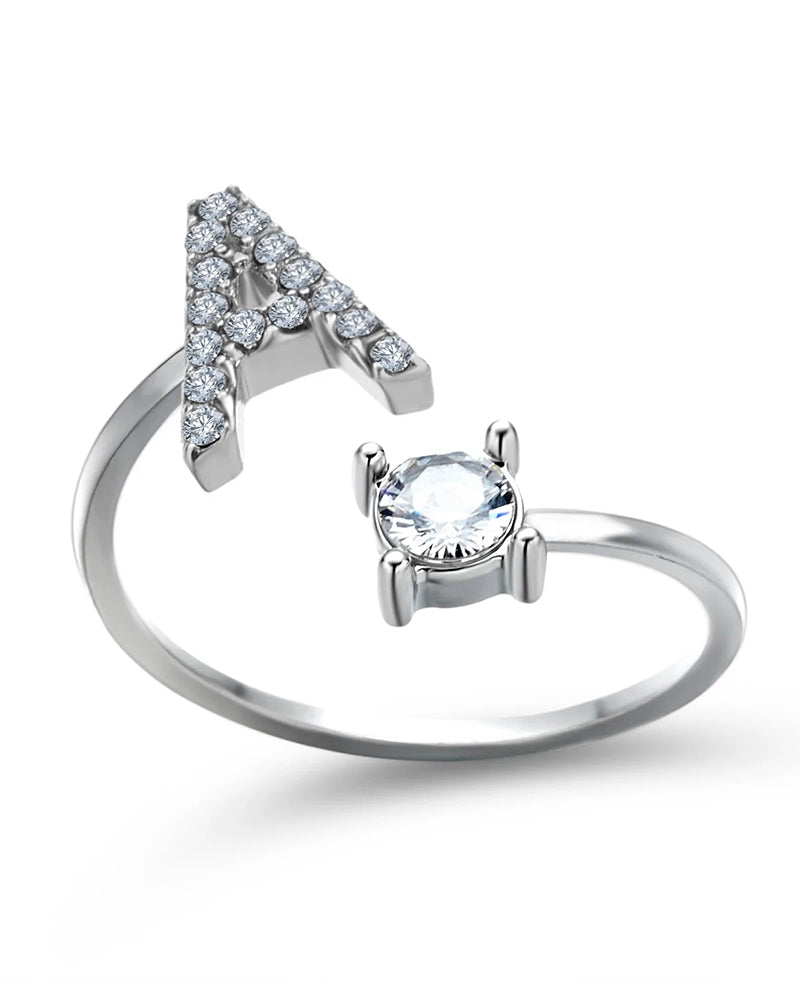 Zirka™ |Offener Zirkonia-Ring mit Initialen