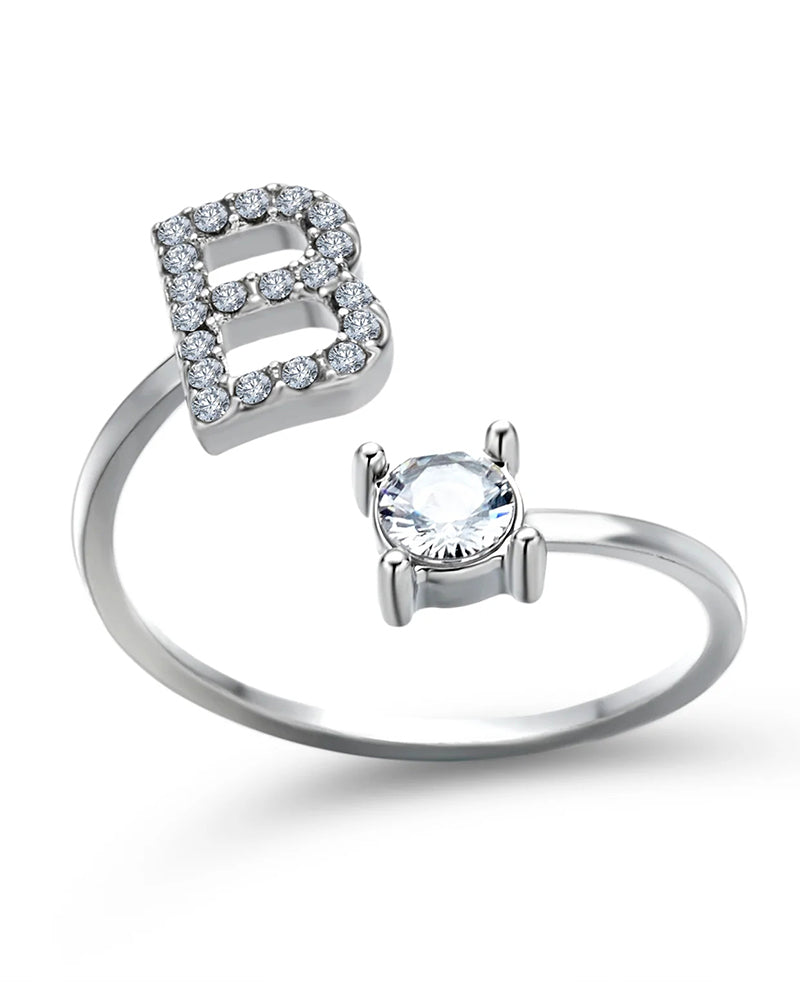 Zirka™ |Offener Zirkonia-Ring mit Initialen