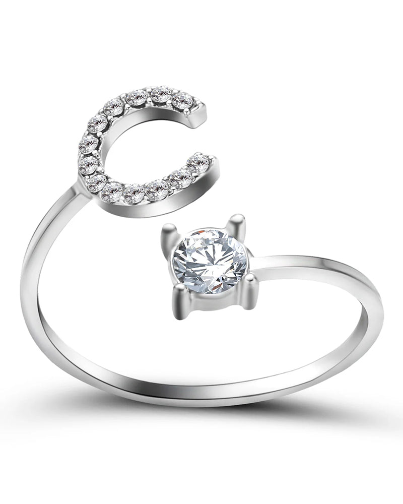 Zirka™ |Offener Zirkonia-Ring mit Initialen