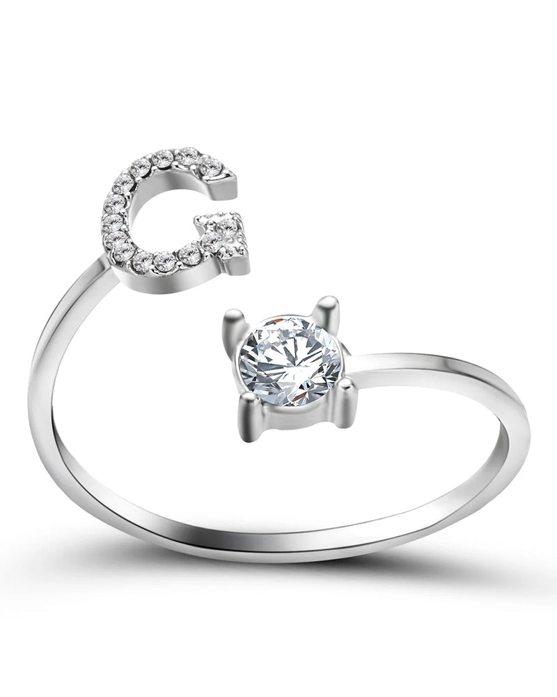 Zirka™ |Offener Zirkonia-Ring mit Initialen