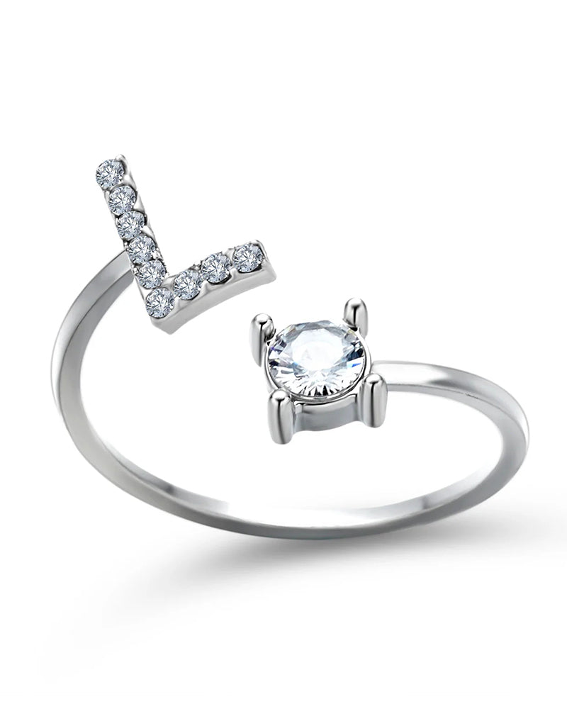 Zirka™ |Offener Zirkonia-Ring mit Initialen