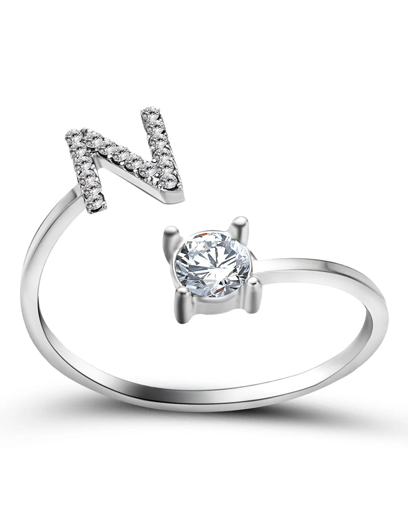 Zirka™ |Offener Zirkonia-Ring mit Initialen