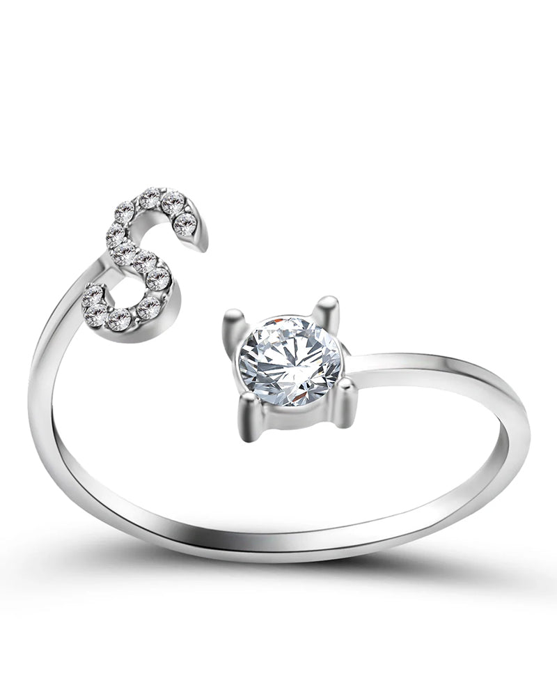 Zirka™ |Offener Zirkonia-Ring mit Initialen