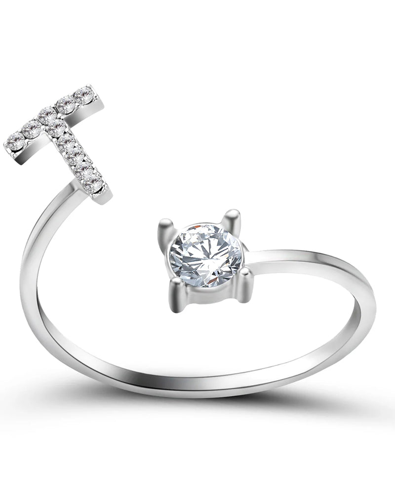 Zirka™ |Offener Zirkonia-Ring mit Initialen