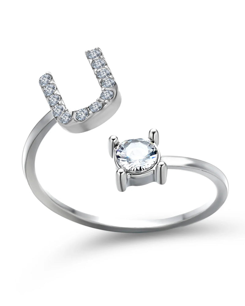 Zirka™ |Offener Zirkonia-Ring mit Initialen