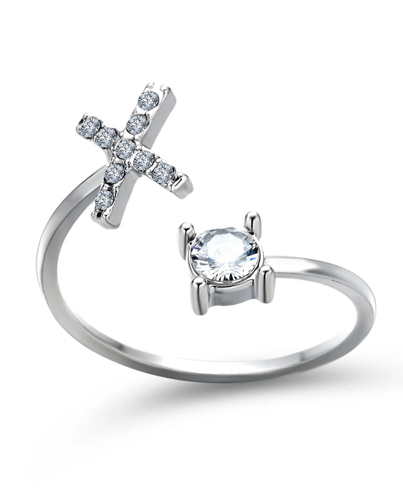 Zirka™ |Offener Zirkonia-Ring mit Initialen