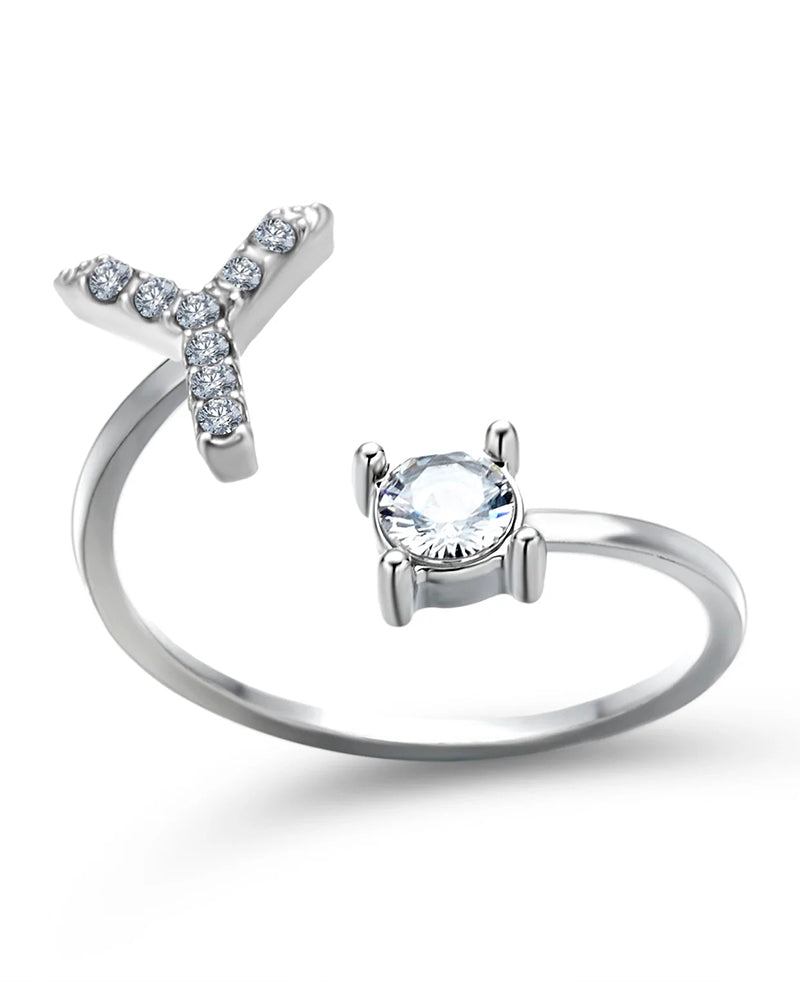 Zirka™ |Offener Zirkonia-Ring mit Initialen