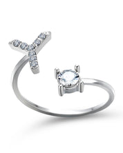 Zirka™ |Offener Zirkonia-Ring mit Initialen