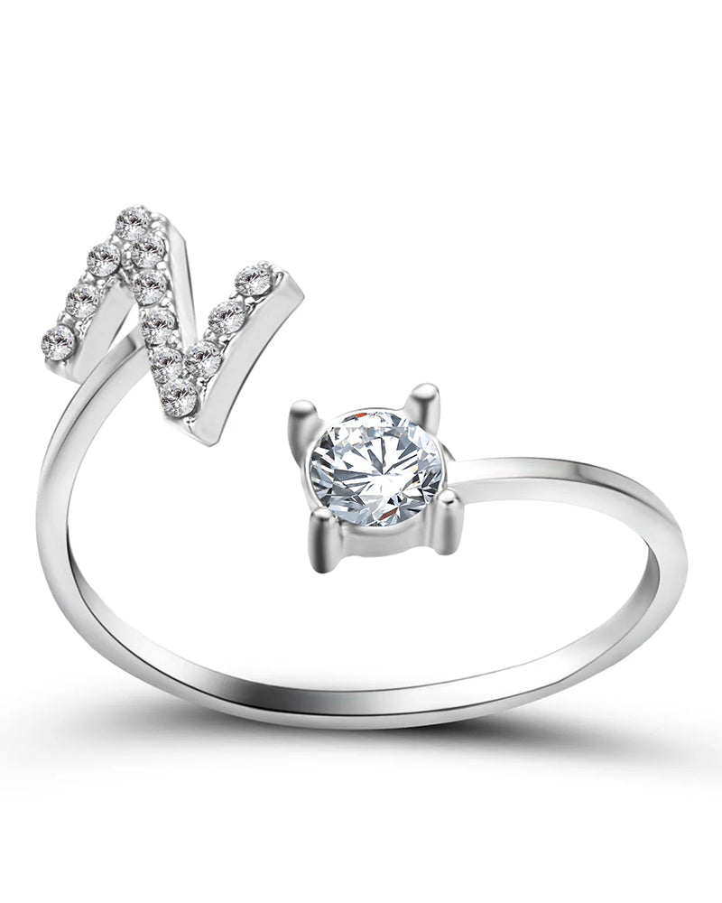 Zirka™ |Offener Zirkonia-Ring mit Initialen