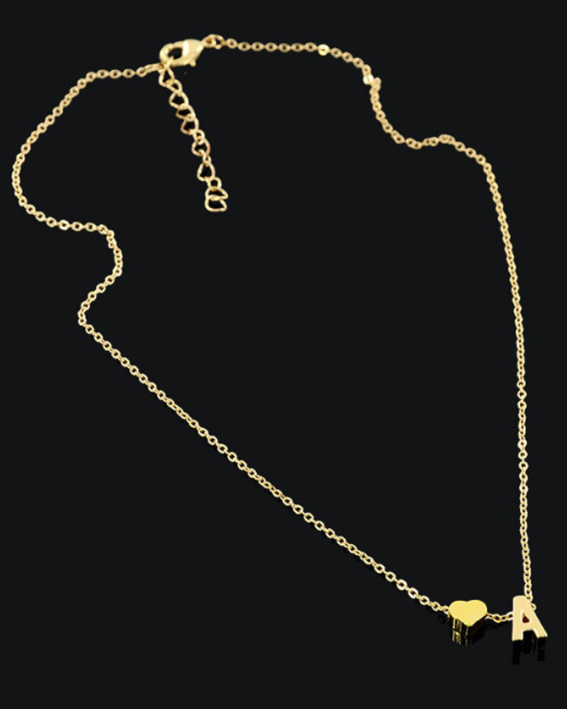 Valla™ | Verspielte Halskette mit pfirsichfarbenem Herz und Initialen