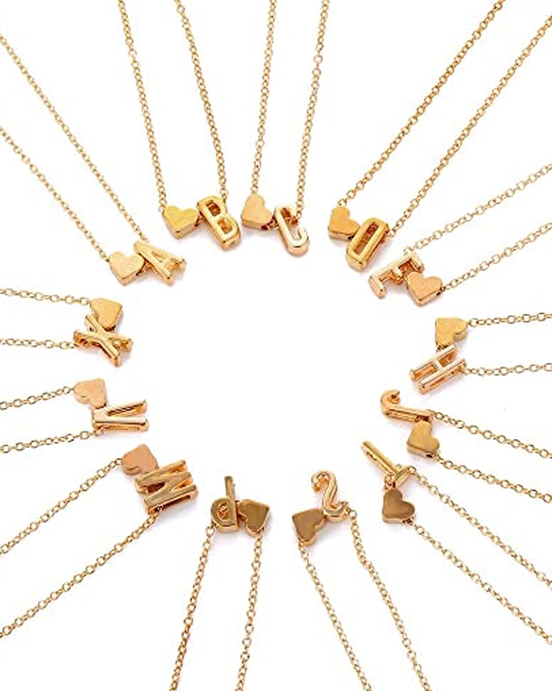 Valla™ | Verspielte Halskette mit pfirsichfarbenem Herz und Initialen